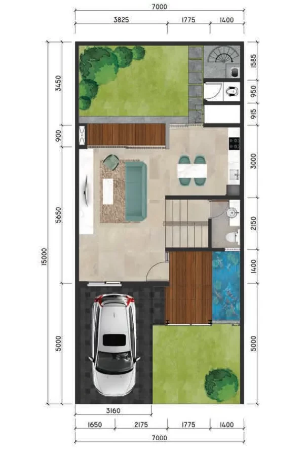 Floorplan Lantai 1 Unit Rumah Cluster Evara